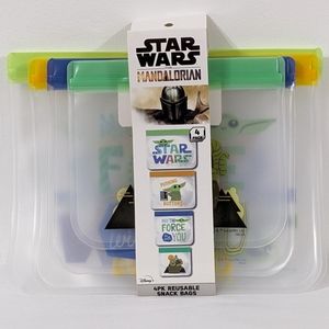 Disney Star Wars The Mandalorian 4 Pack Reusable Snack Bags, New With Tag